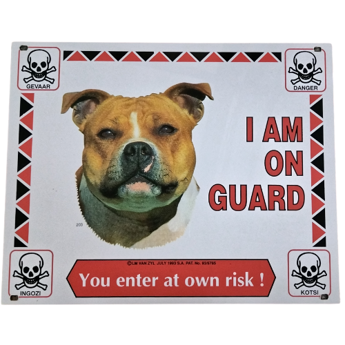 Staffie, Jock - I am On Guard Sign